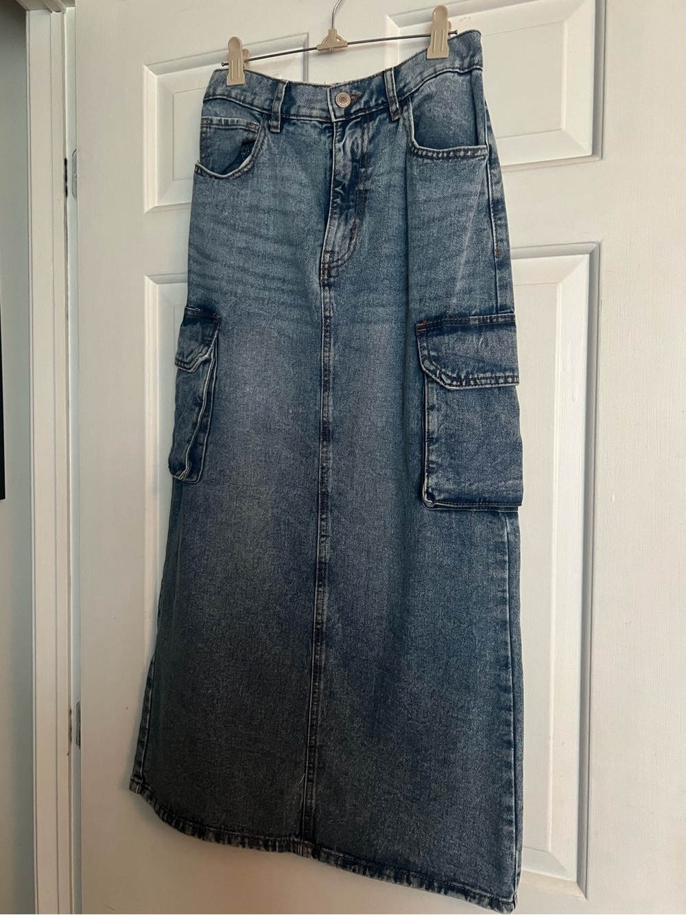 Ardene Dark Blue Denim Cargo Maxi Skirt